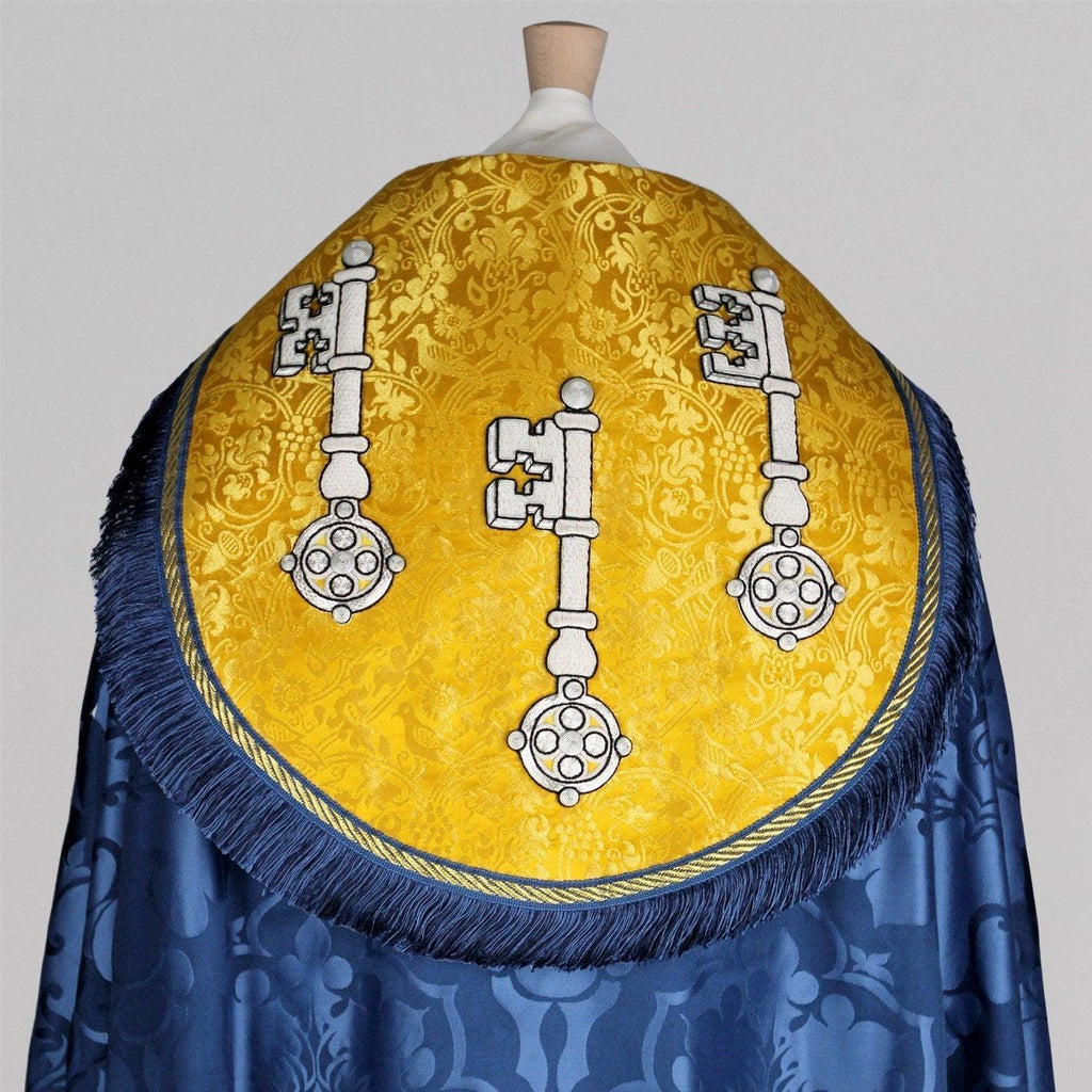 Embroidered Cathedral Cope in Blue Bellini - Watts & Co.