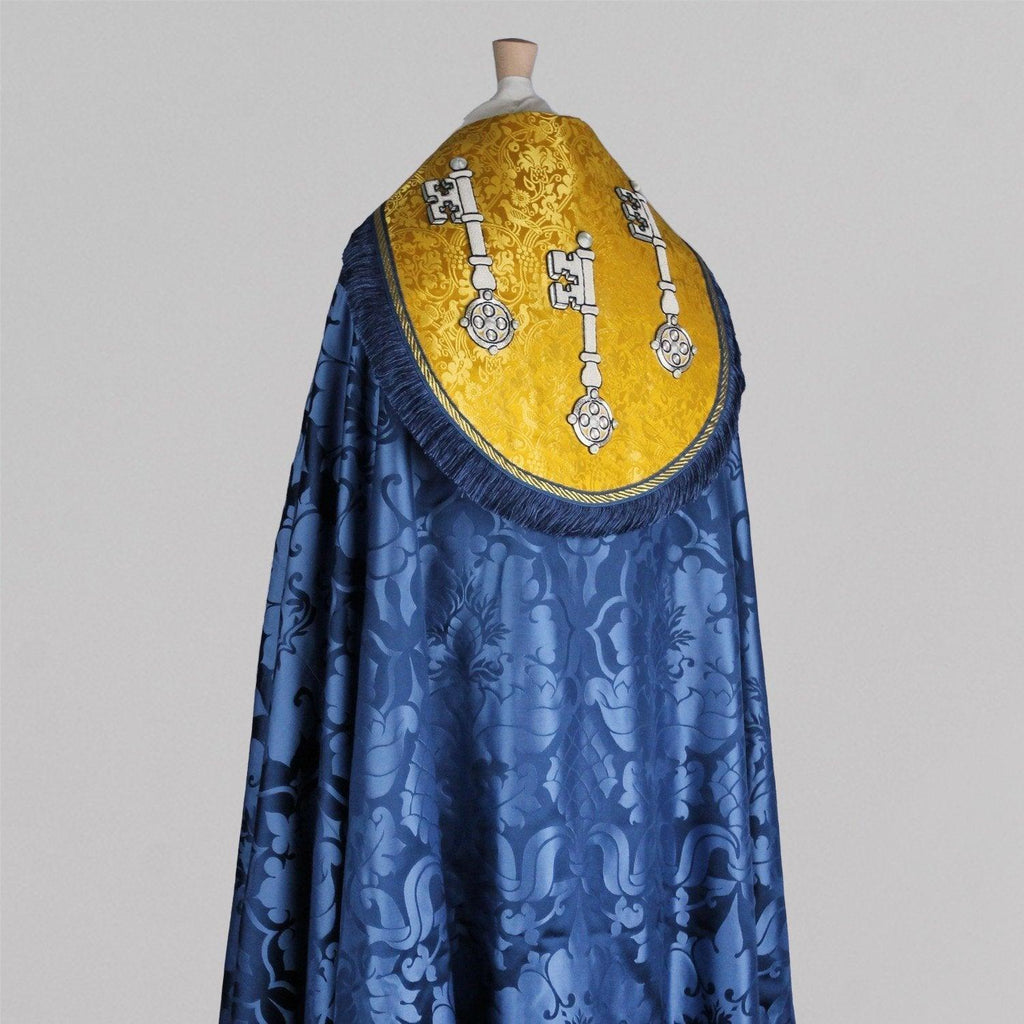 Embroidered Cathedral Cope in Blue Bellini - Watts & Co.