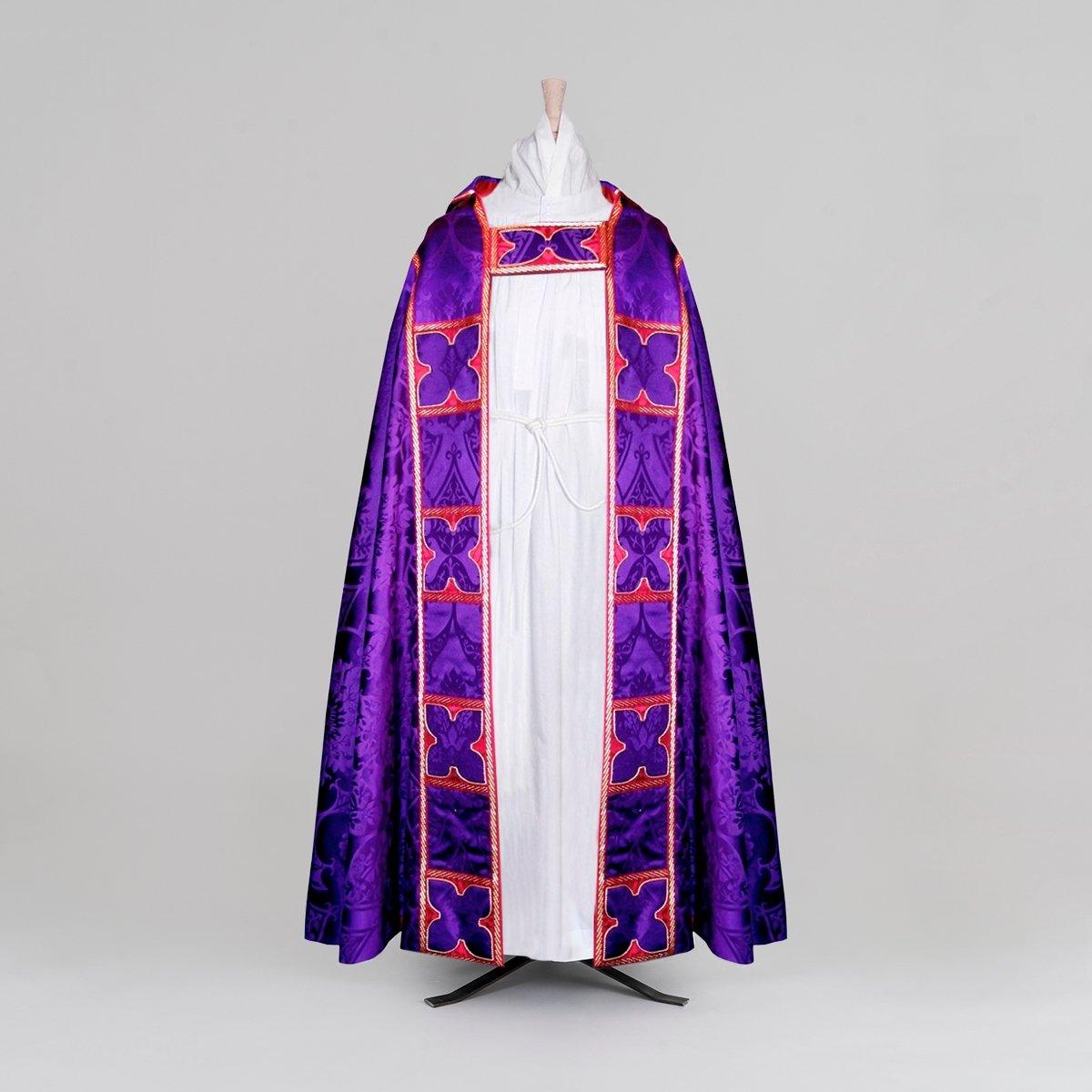 Embroidered Cathedral cope in Royal Purple Gothic - Watts & Co.