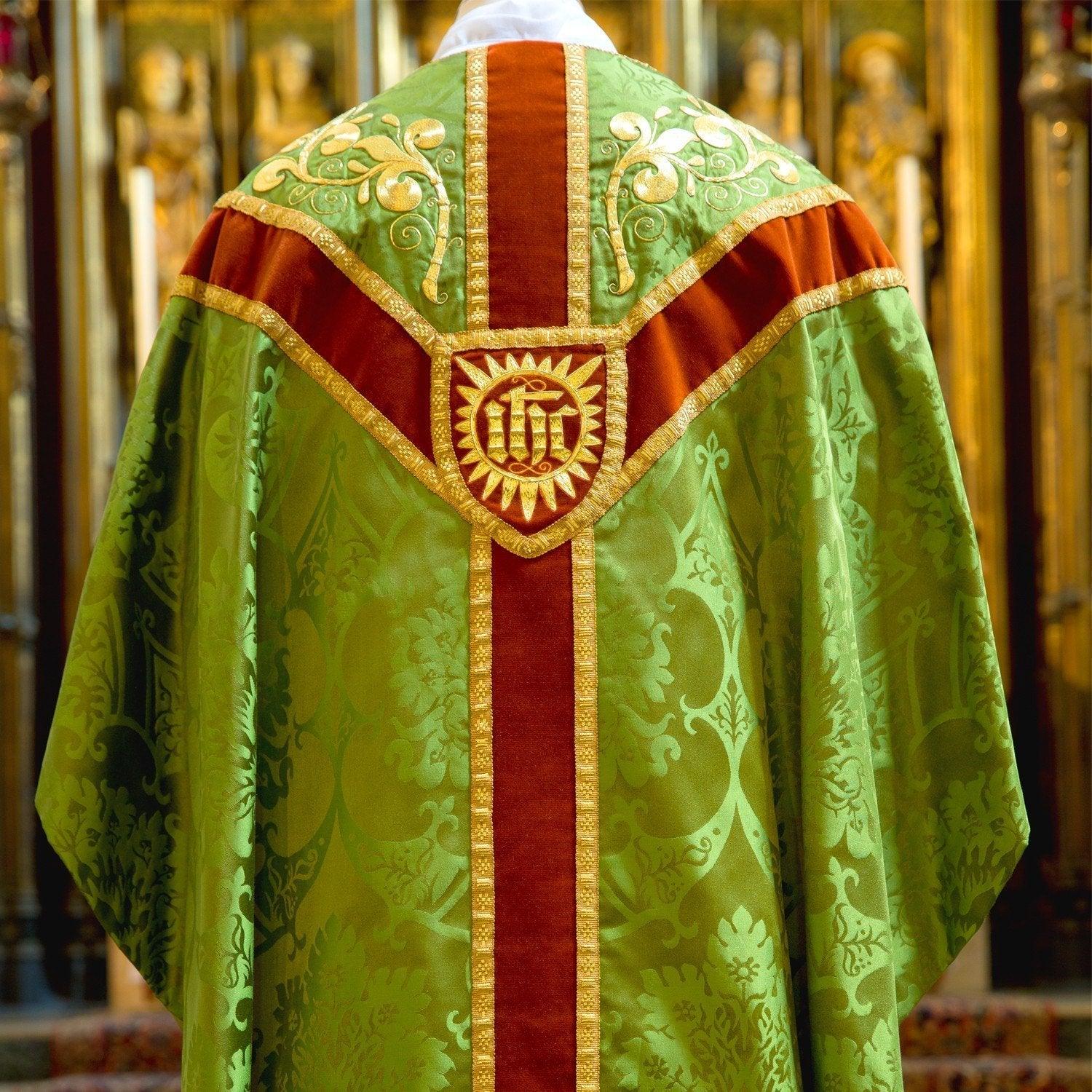 Embroidered Full Gothic Chasuble in Green Gothic - Watts & Co. (international)