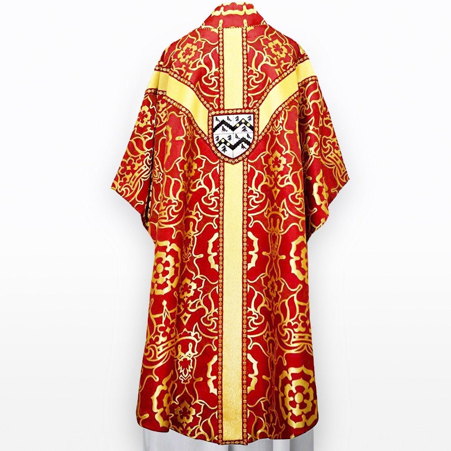 Embroidered Full Gothic Chasuble in Red & Gold Coronation - Watts & Co. (international)