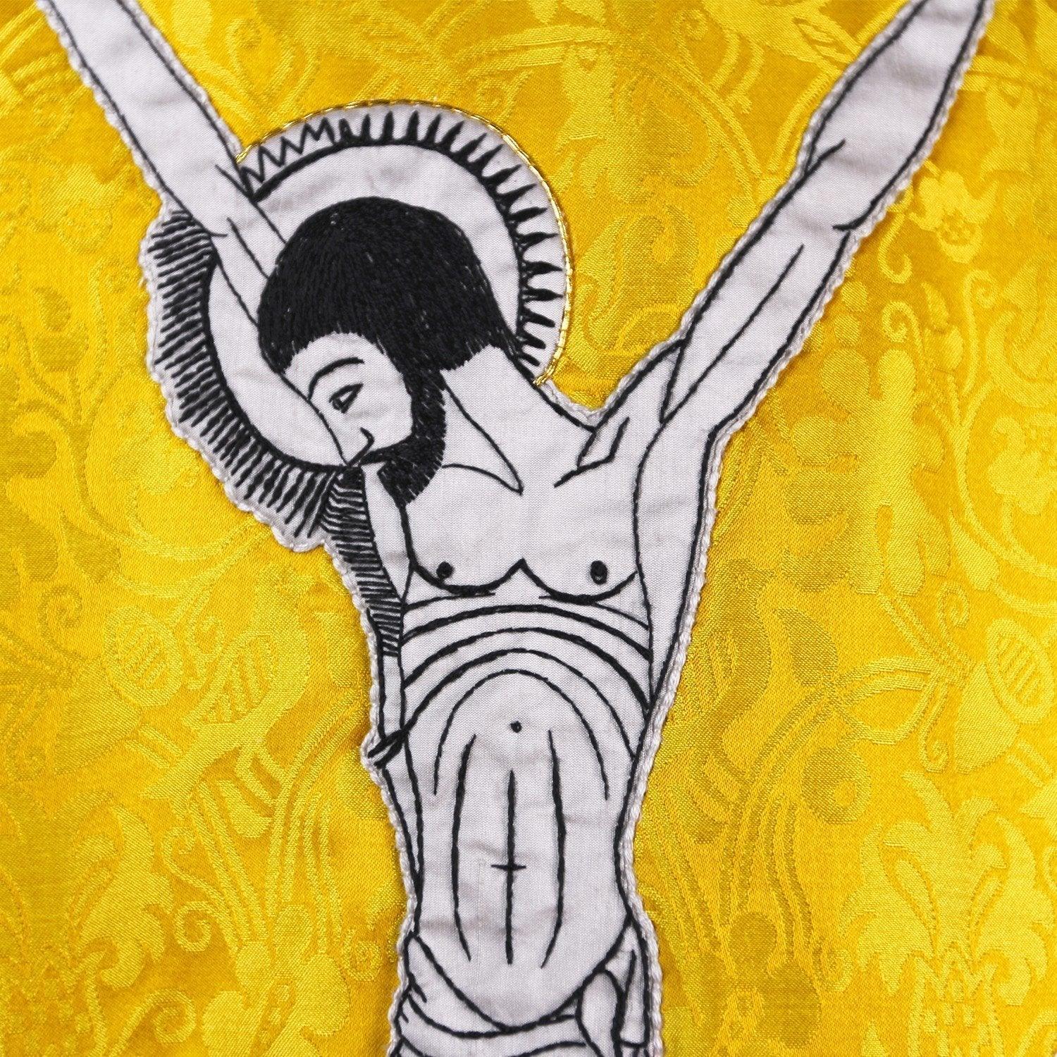 Embroidered Full Gothic Chasuble in White Simla Silk - Watts & Co. (international)