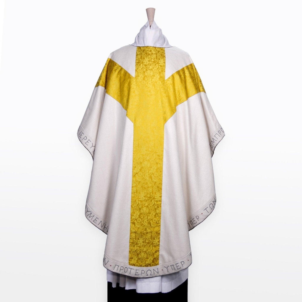 Embroidered Full Gothic Chasuble in White Simla Silk - Watts & Co. (international)