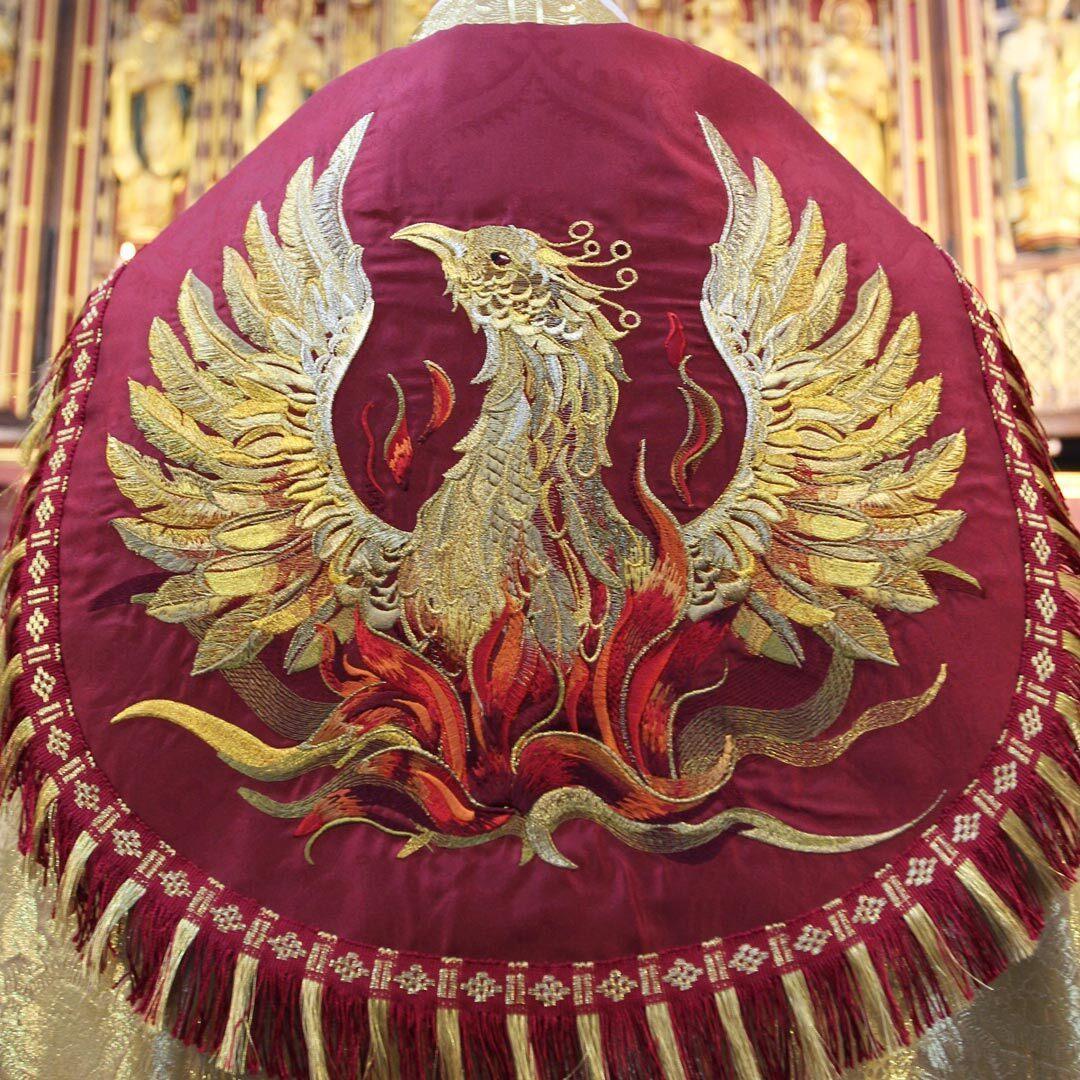 Embroidered Phoenix Cope in Stag, Cloth of Gold - Watts & Co. (international)