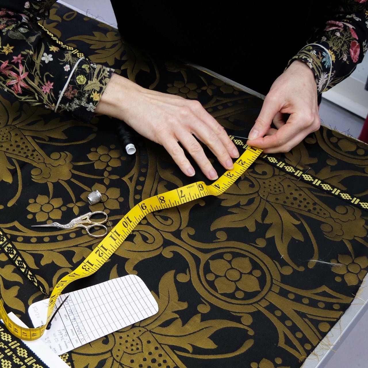Full Gothic Chasuble in Gold/Cream 'Gothic' with Black/Gold 'Shrewsbury' Orphreys - Watts & Co.