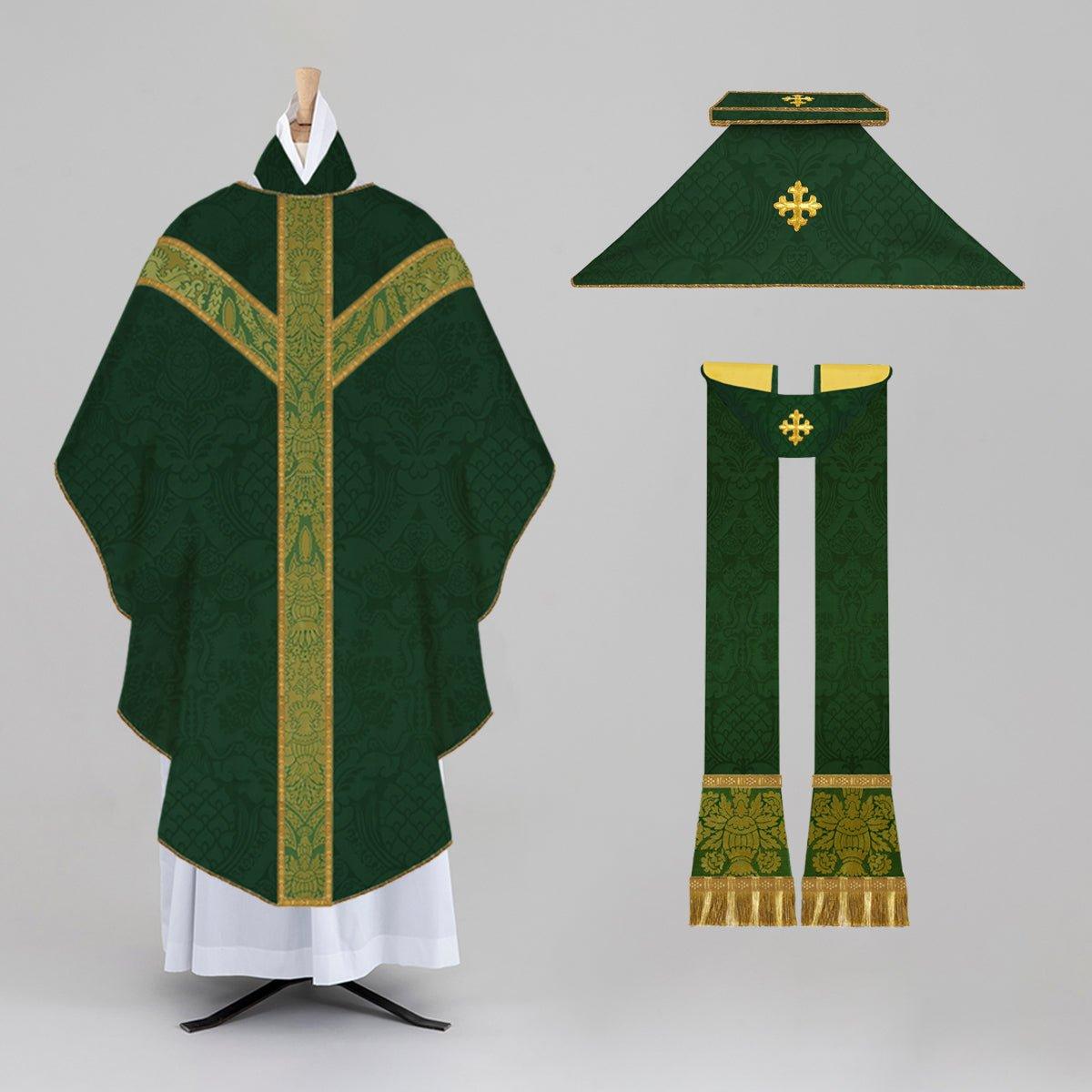 Full Gothic Low Mass Set in Green 'Comper Cathedral' - Watts & Co.