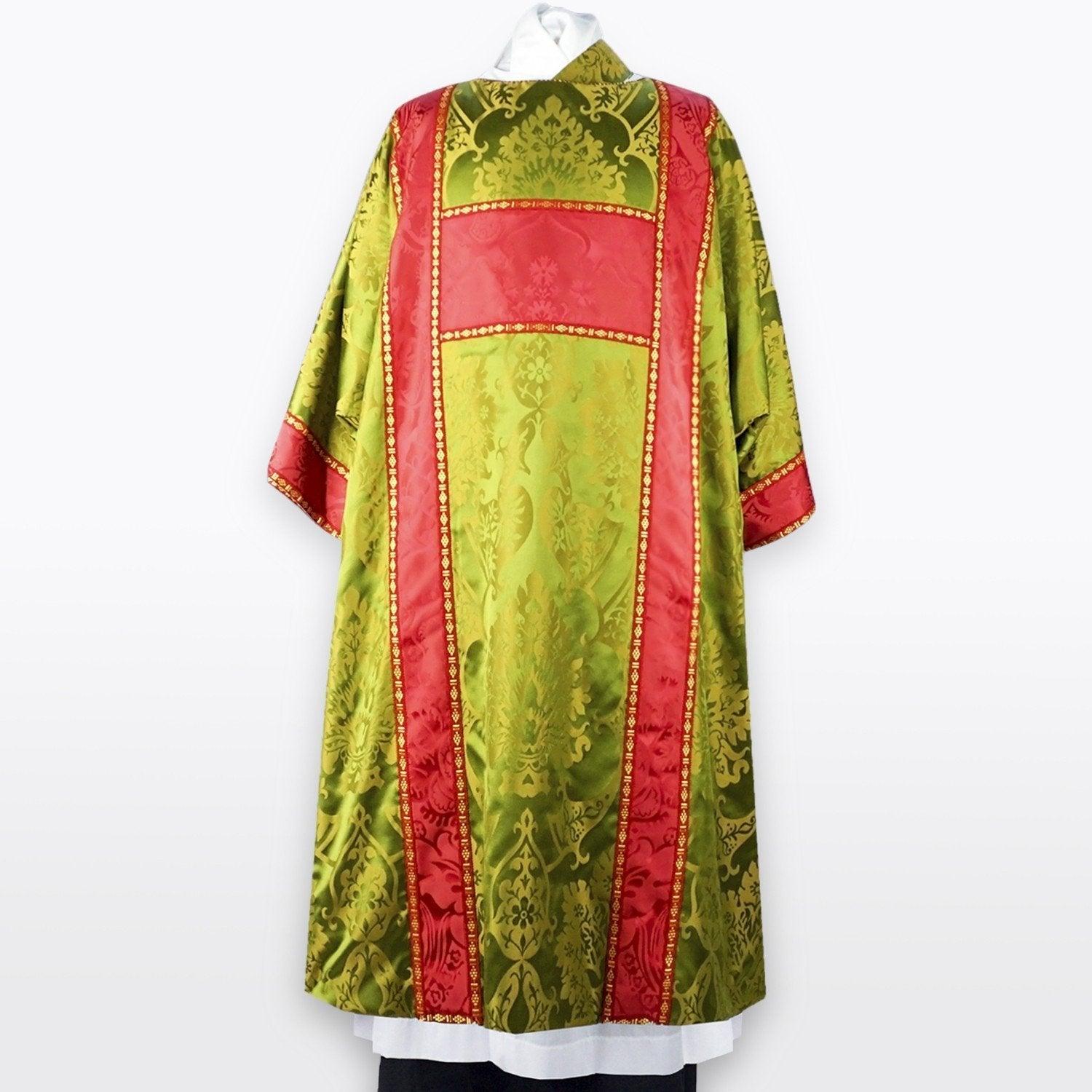 Full Gothic Tunicle in Green/Gold Gothic with Comper Rose Comper Cathedral Orphreys - Watts & Co. (international)
