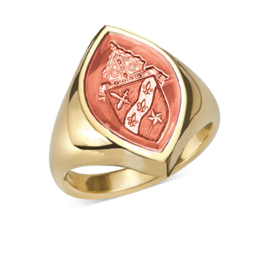 Gold Custom Carnelian Engraved Bishop Ring - Watts & Co.