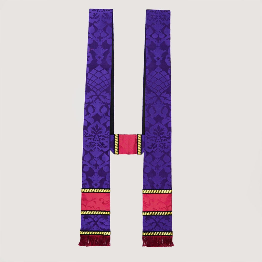 Gothic Chasuble in Purple 'Davenport' with Comper Rose 'Bellini' Silk Orphreys - Watts & Co.
