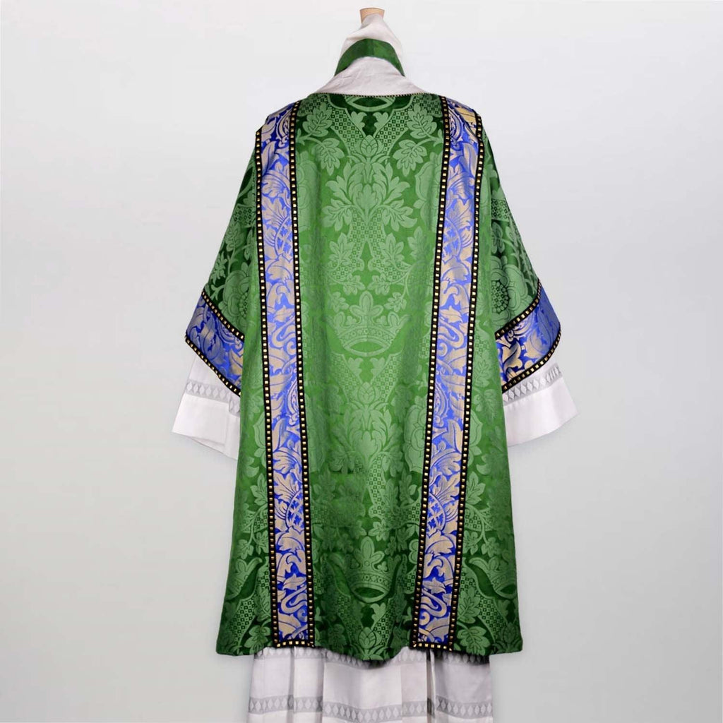Gothic Dalmatic in Green St Margaret with Blue/Gold Fairford Orphreys - Watts & Co. (international)