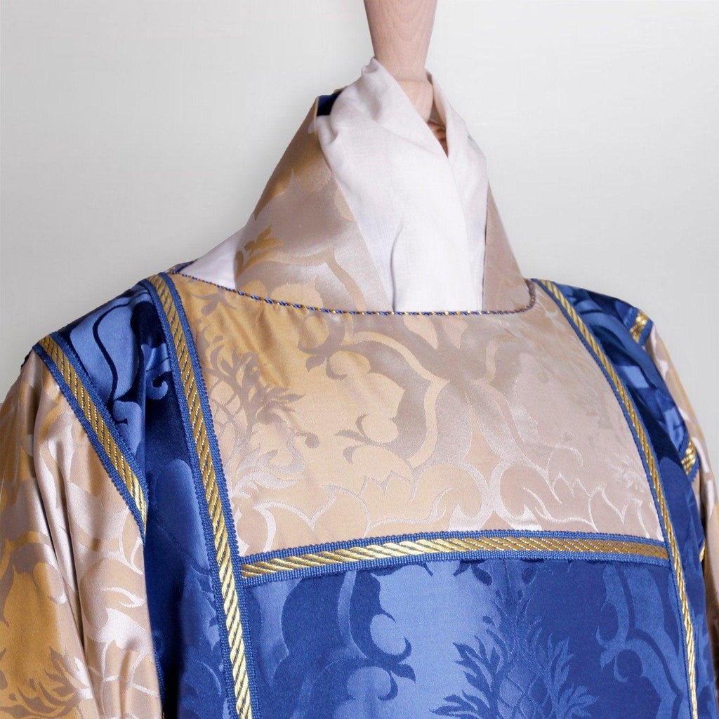 Gothic Dalmatic in Oyster Bellini with Blue Bellini Orphreys - Watts & Co. (international)