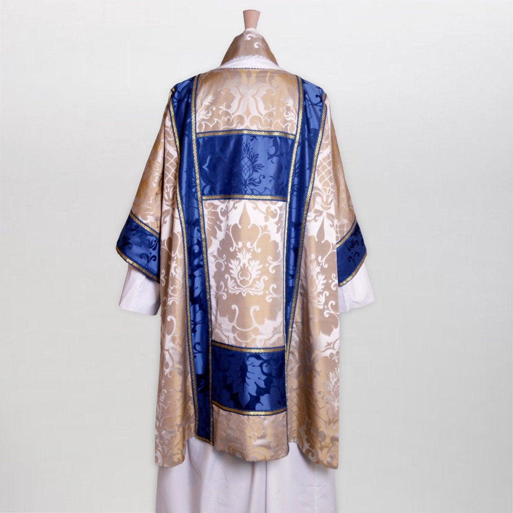 Gothic Dalmatic in Oyster Bellini with Blue Bellini Orphreys - Watts & Co. (international)