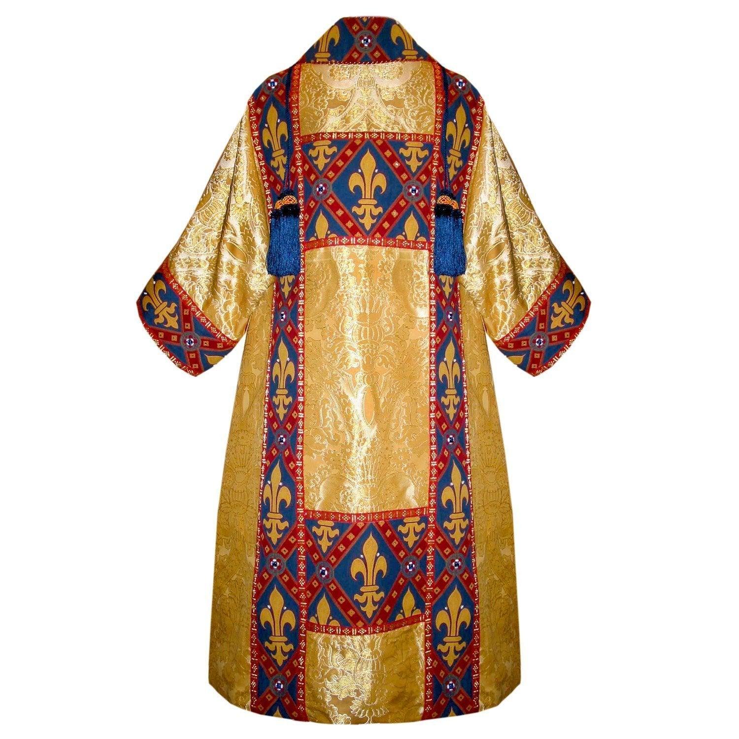 Gothic Dalmatic in Perle Crevelli with Pugin Style Fleur de Lys Orphreys - Watts & Co. (international)