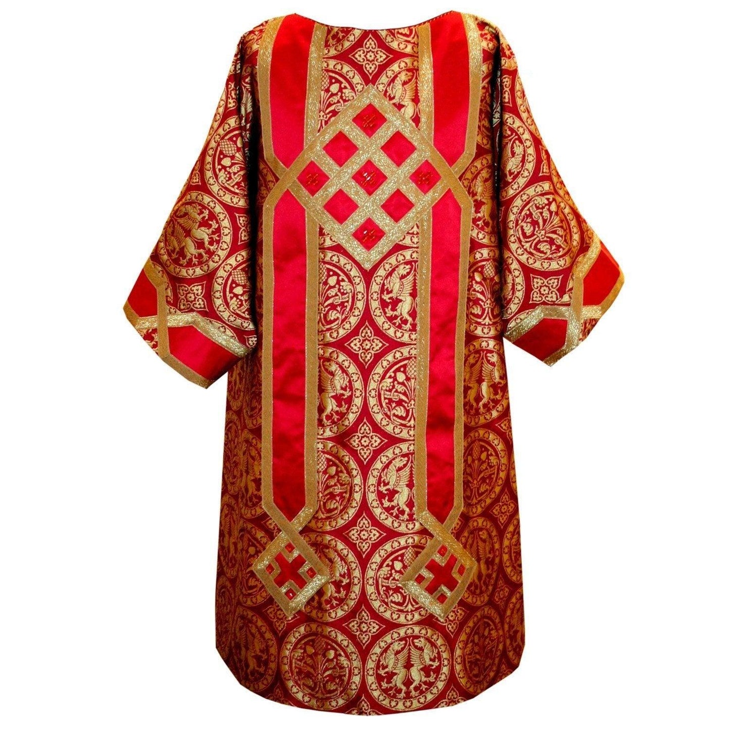 Gothic Dalmatic in Red/Gold Chalcedon with Red Satin Orphreys - Watts & Co. (international)