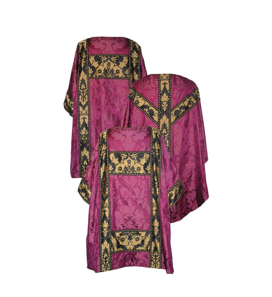 Gothic High Mass Set- Comper Purple Bellini silk damask - Watts & Co. (international)