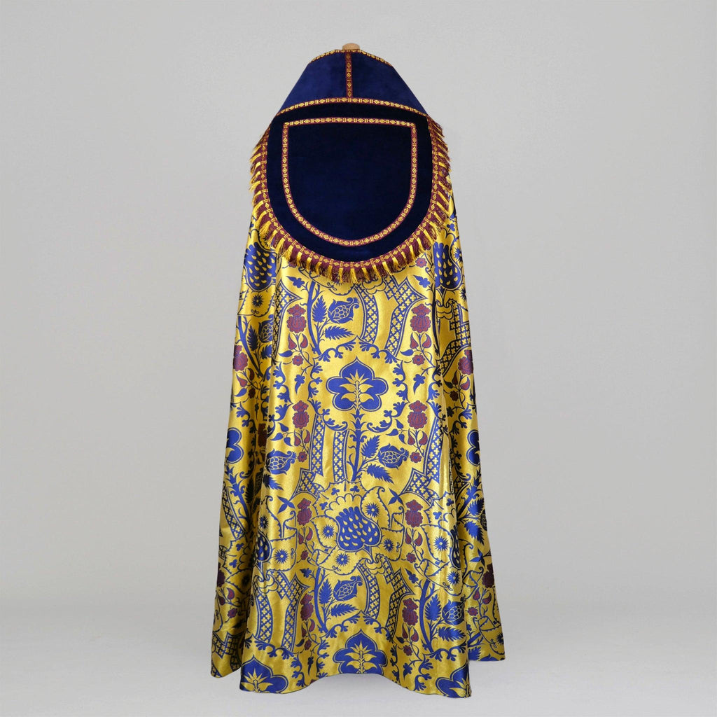 Gothic High Mass Set in Gold/Blue/Purple 'Comper Strawberry' with Sapphire Velvet Orphreys - Watts & Co.