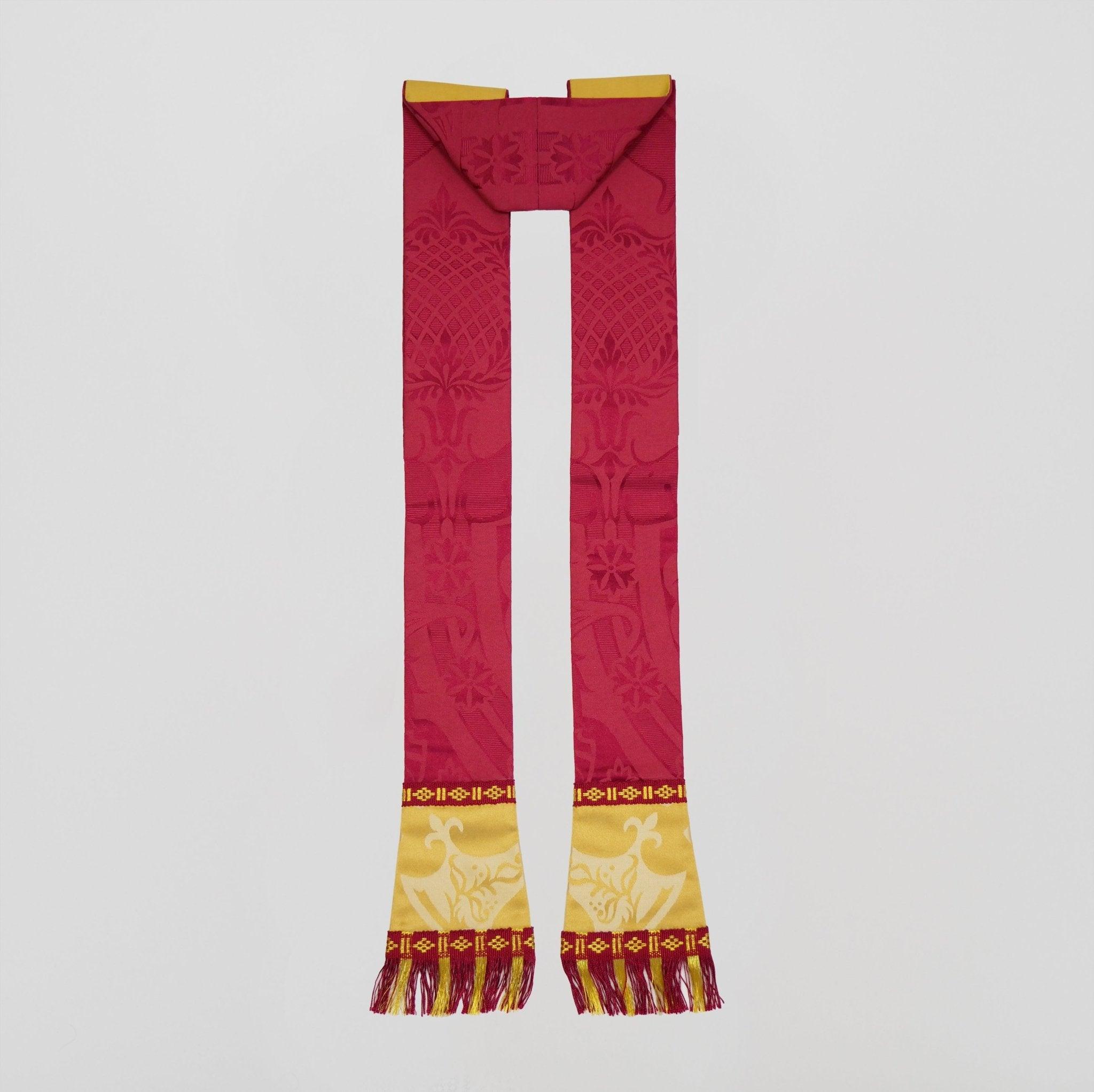 Gothic Stole in Comper Rose 'Comper Van Der Weyden', with Cream/Gold 'Gothic' orphreys - Watts & Co.