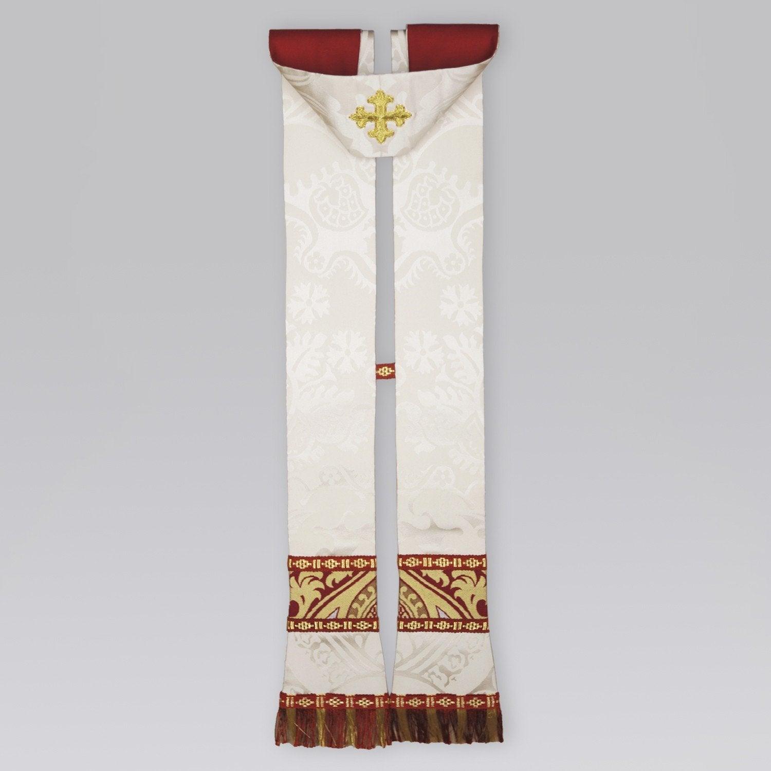 Gothic Stole in Cream Comper Cathedral Silk Damask - Watts & Co. (international)