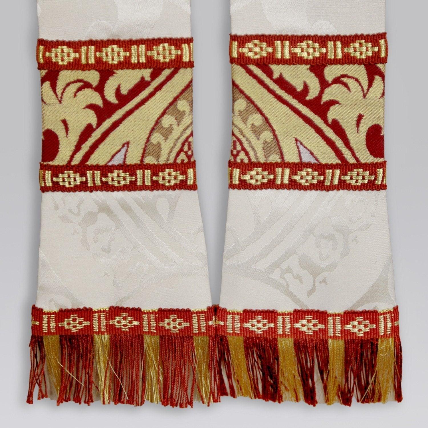 Gothic Stole in Cream Comper Cathedral Silk Damask - Watts & Co. (international)