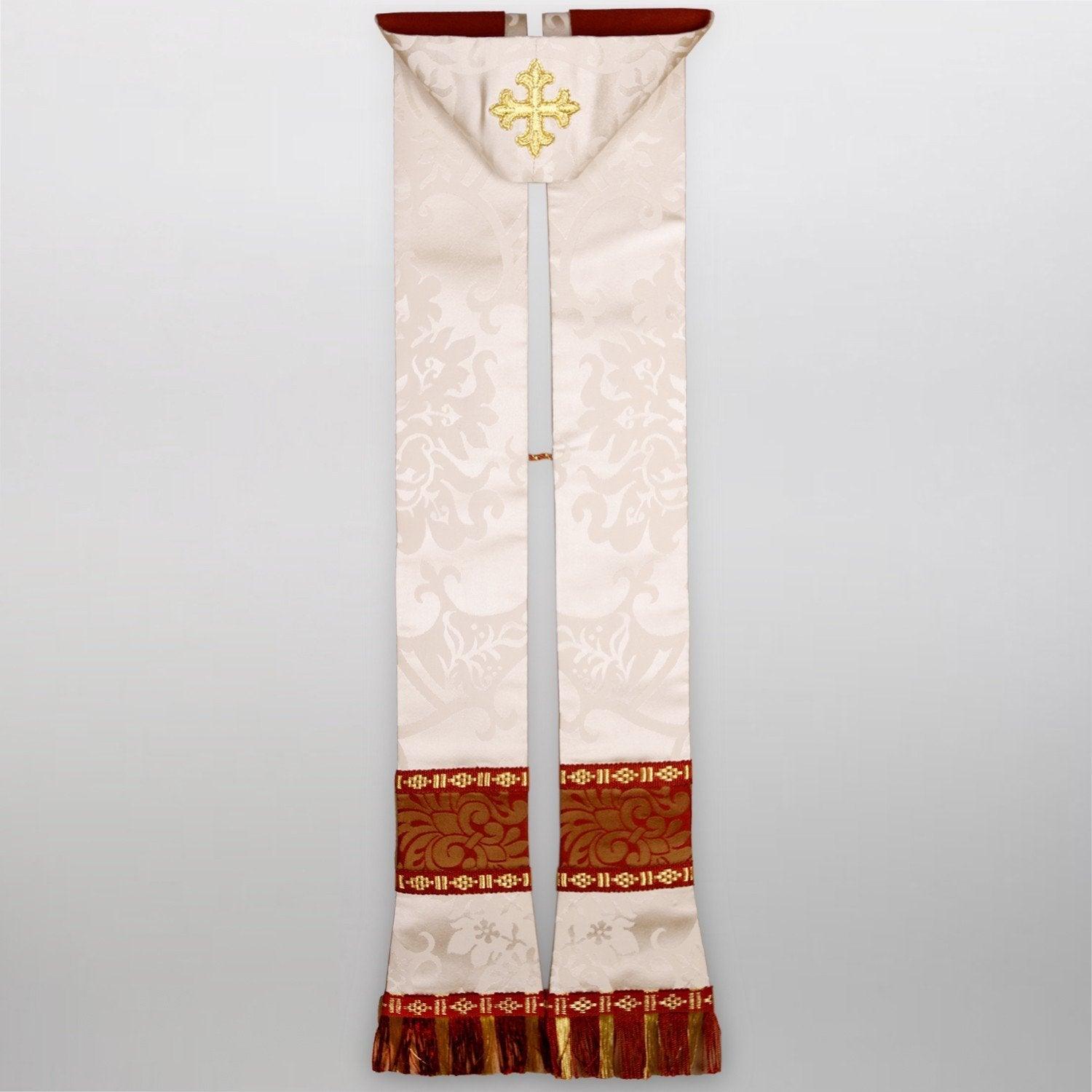 Gothic Stole in Cream Gothic Silk Damask - Watts & Co. (international)