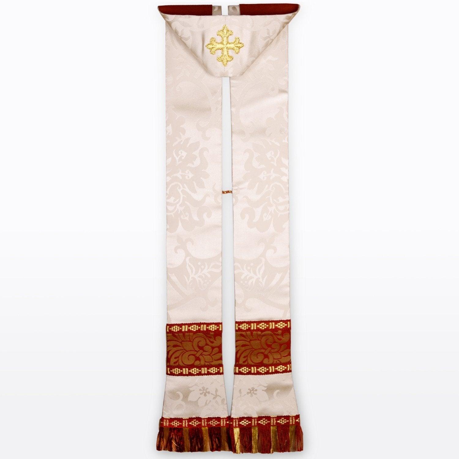 Gothic Stole in Cream Gothic Silk Damask - Watts & Co. (international)