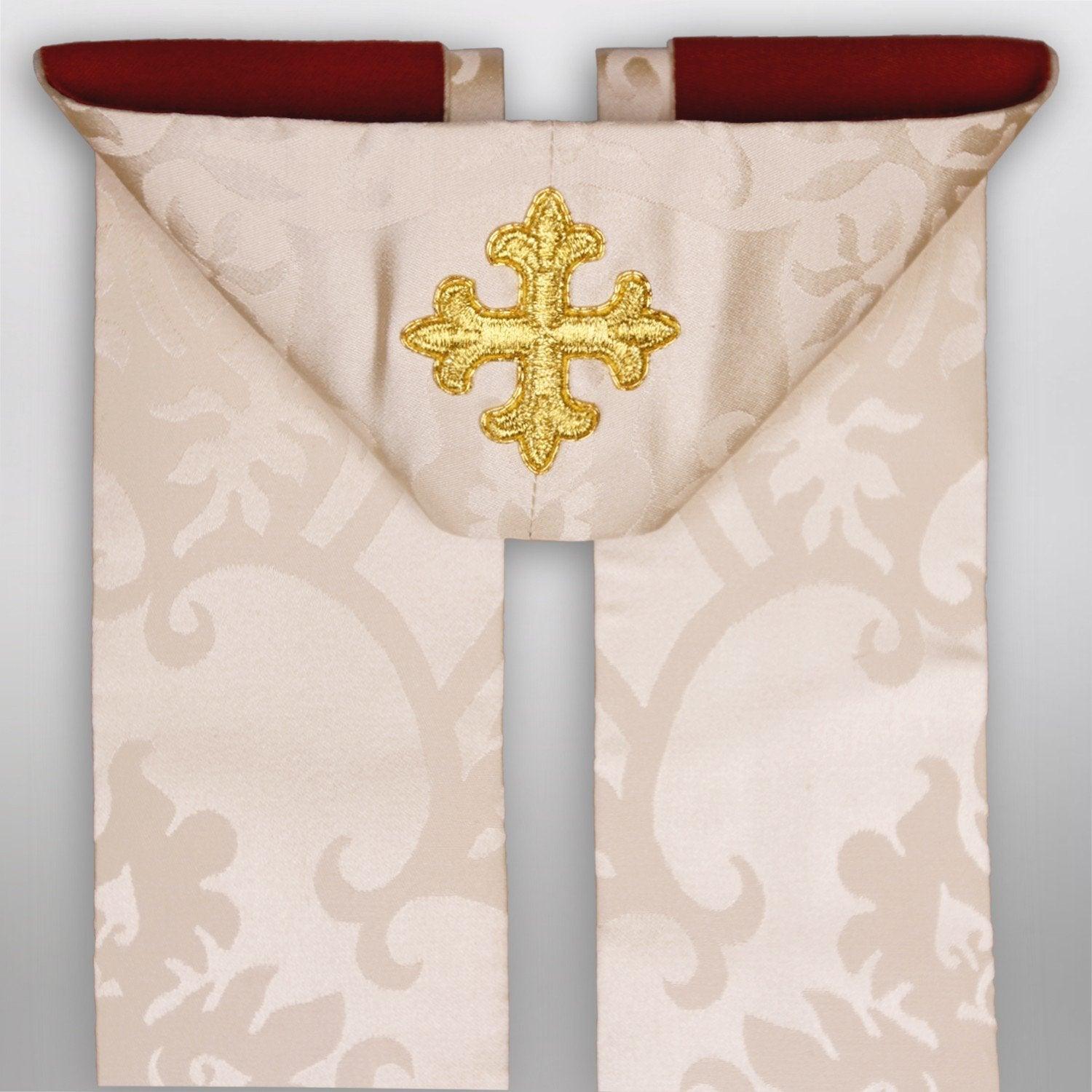 Gothic Stole in Cream Gothic Silk Damask - Watts & Co. (international)