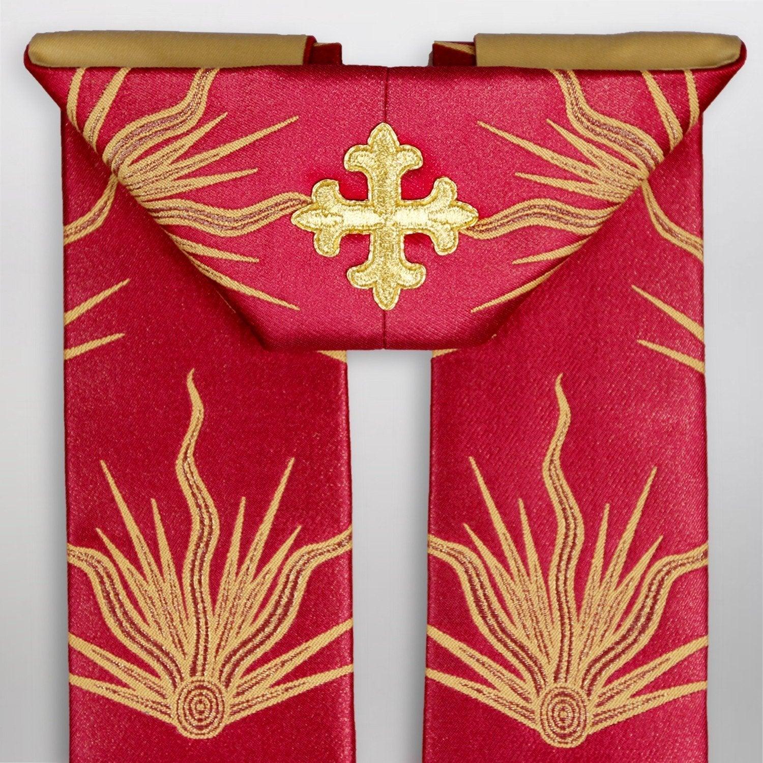 Gothic Stole in Red Pentecost Brocade - Watts & Co. (international)