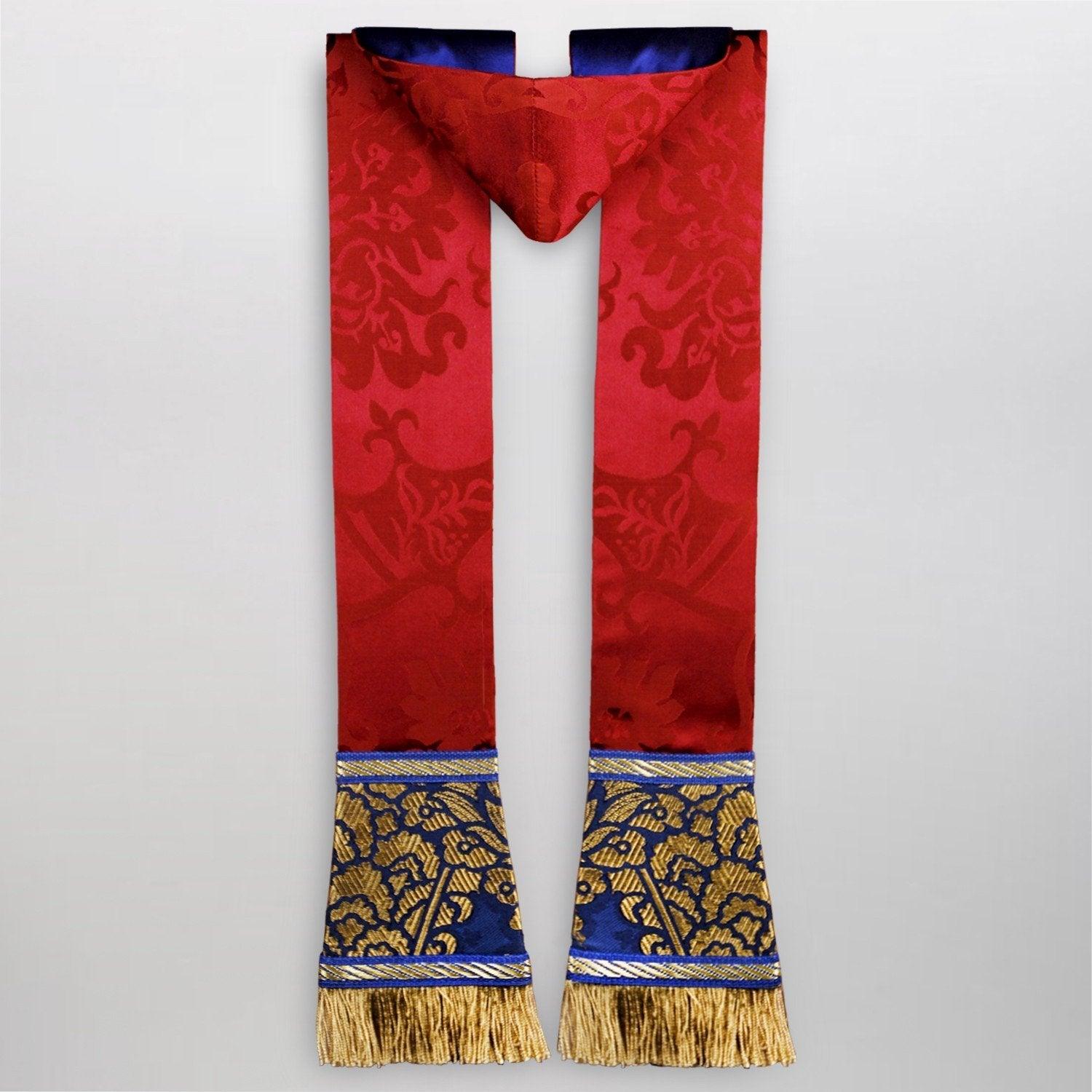 Gothic Stole in Sarum Red Gothic Silk Damask - Watts & Co. (international)