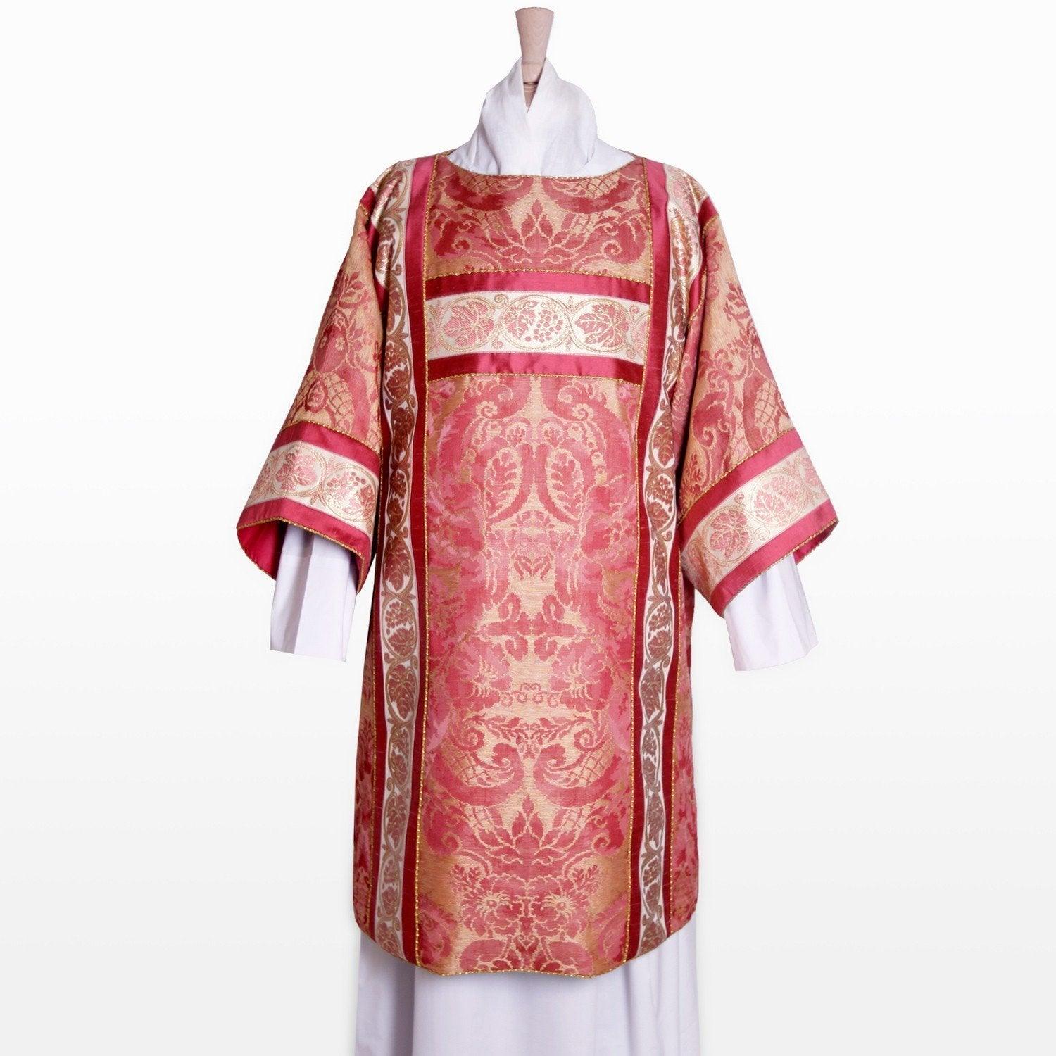 Gothic Tunicle in Rose Venice with Rose Vine Orphreys - Watts & Co. (international)