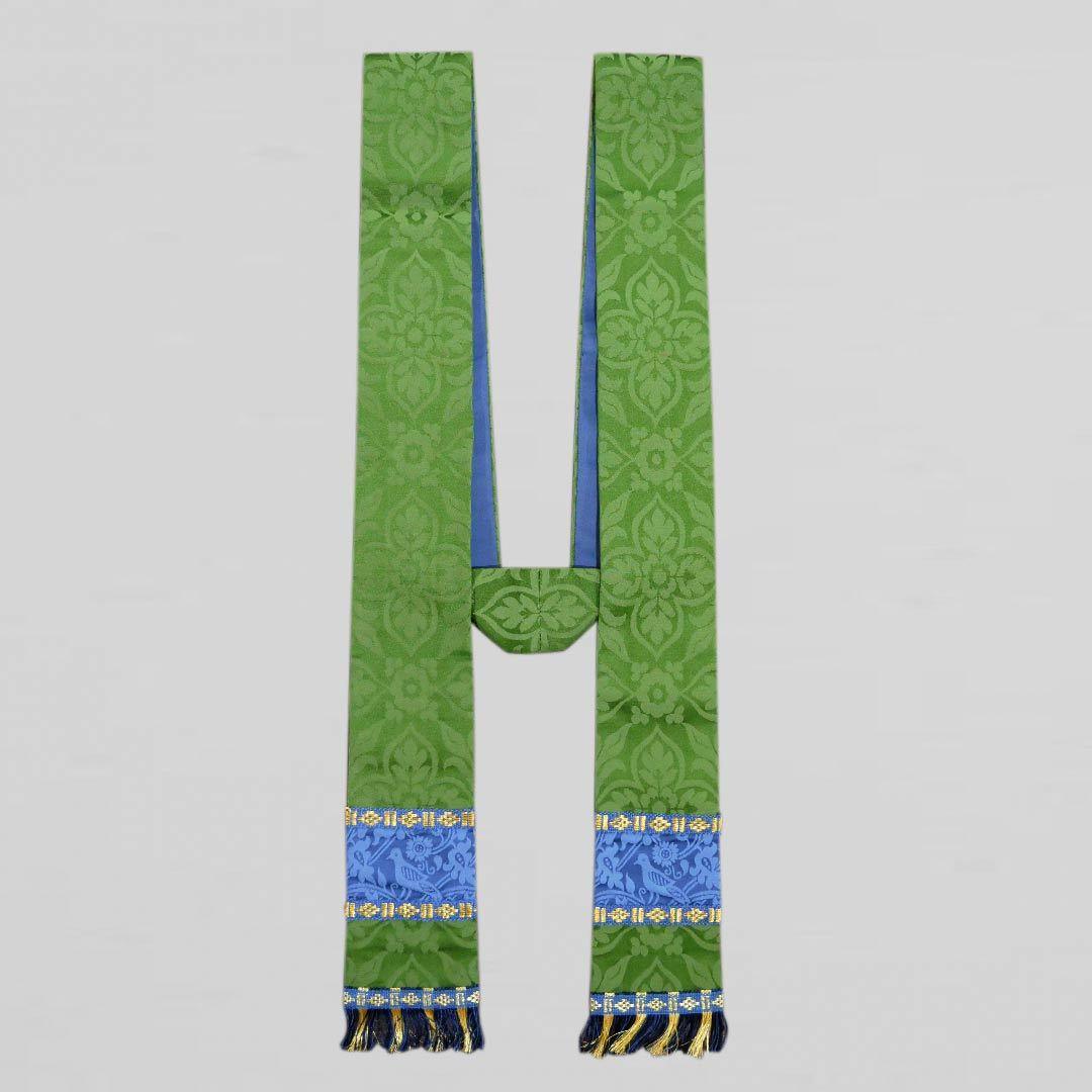 Green Chelmsford Stole with Blue Hilliard Orphreys - Watts & Co.