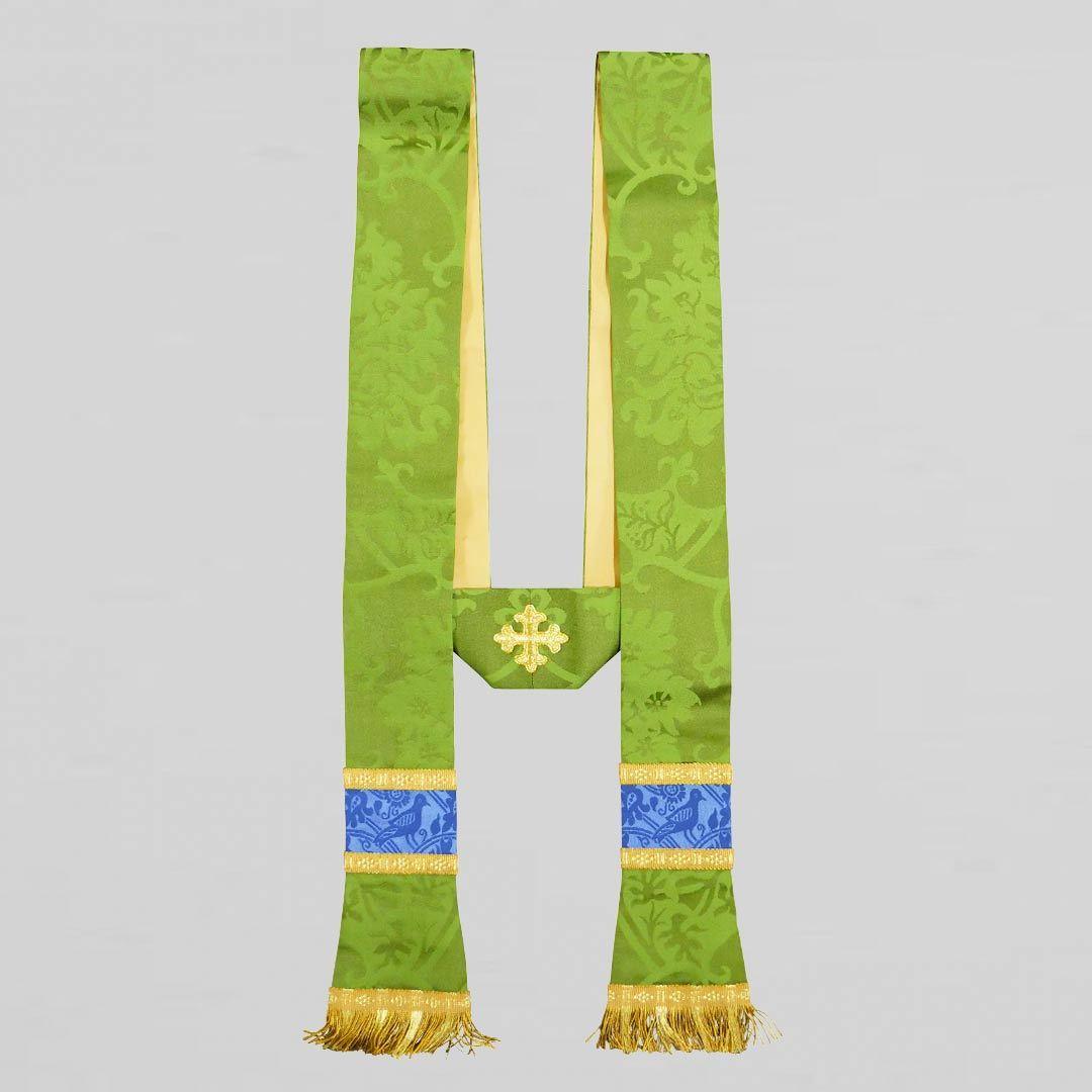 Green Gothic Stole with Blue Hilliard Orphreys - Watts & Co.