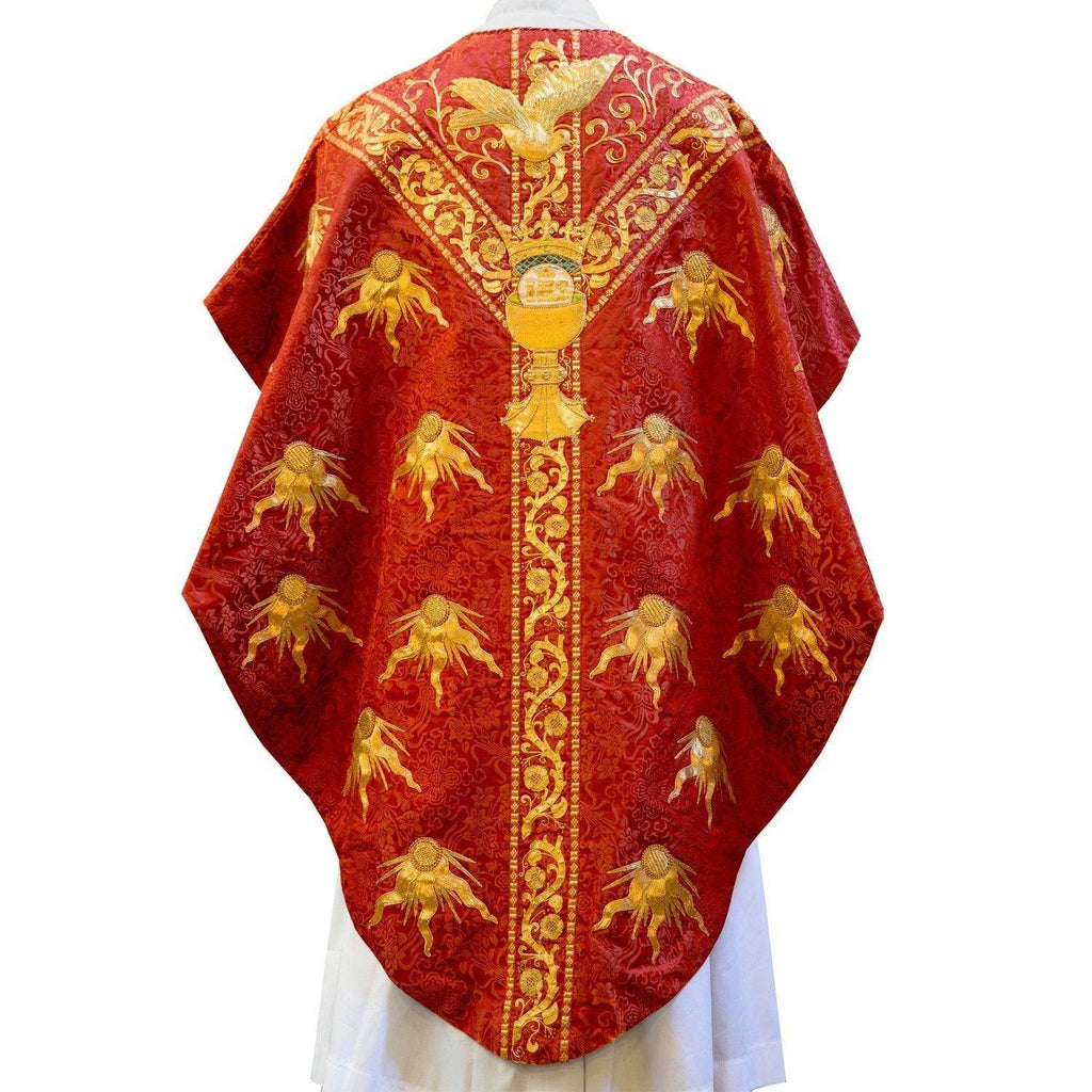 Historic Embroidered Chasuble in Red Japonica Silk - Watts & Co. (international)