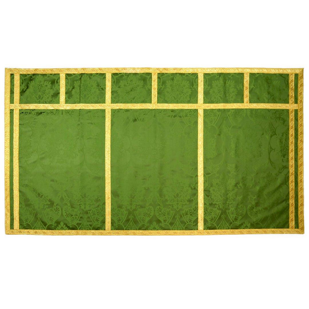 Latin Altar Frontal in Green 'Gothic' Silk Damask - Watts & Co.