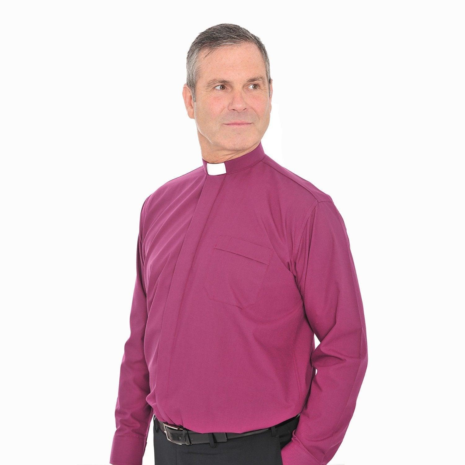 Men's Roman Purple Long Sleeved Tunnel Collar Shirt - Watts & Co. (international)