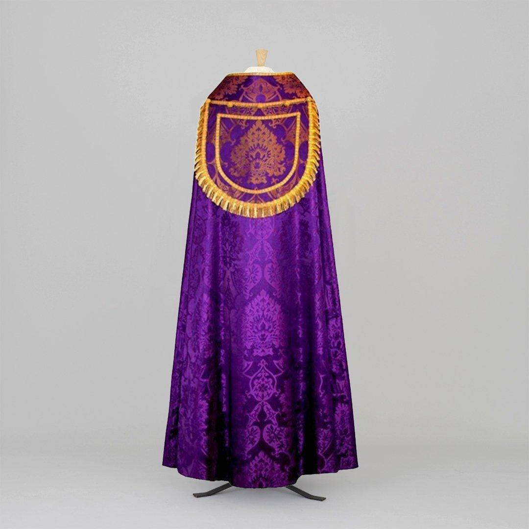 Minster Cope in Royal Purple Gothic with Royal Purple/Gold Gothic Orphreys - Watts & Co.