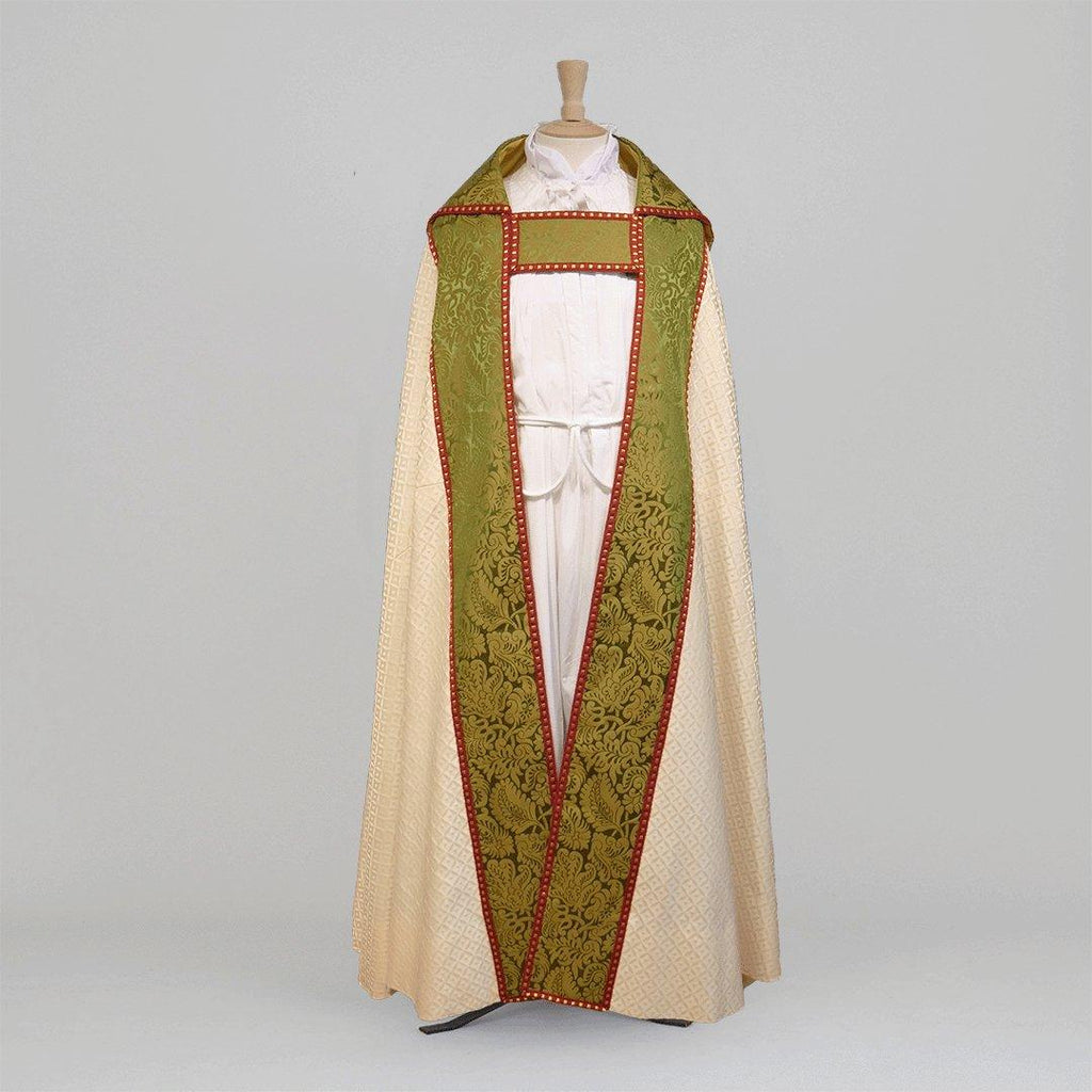 Portsmouth Cope in Ivory 'Romsey' with Green/Gold 'Holbein' Orphreys - Watts & Co.