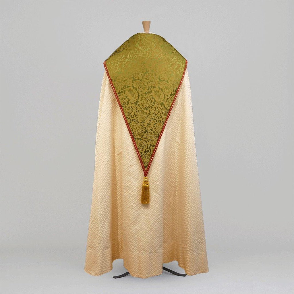 Portsmouth Cope in Ivory 'Romsey' with Green/Gold 'Holbein' Orphreys - Watts & Co.