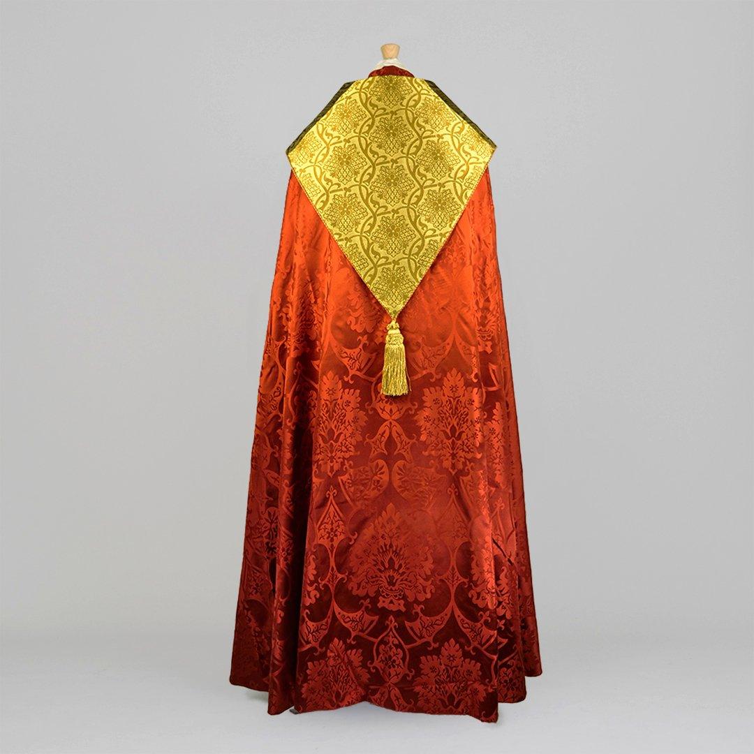 Portsmouth Cope in Sarum Red 'Gothic' with Gold 'Comper St Hubert' Orphreys - Watts & Co.
