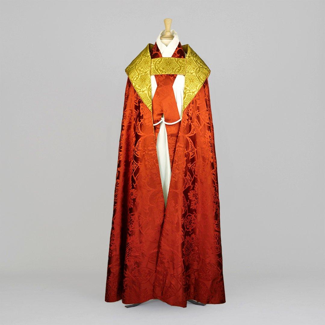 Portsmouth Cope in Sarum Red 'Gothic' with Gold 'Comper St Hubert' Orphreys - Watts & Co.