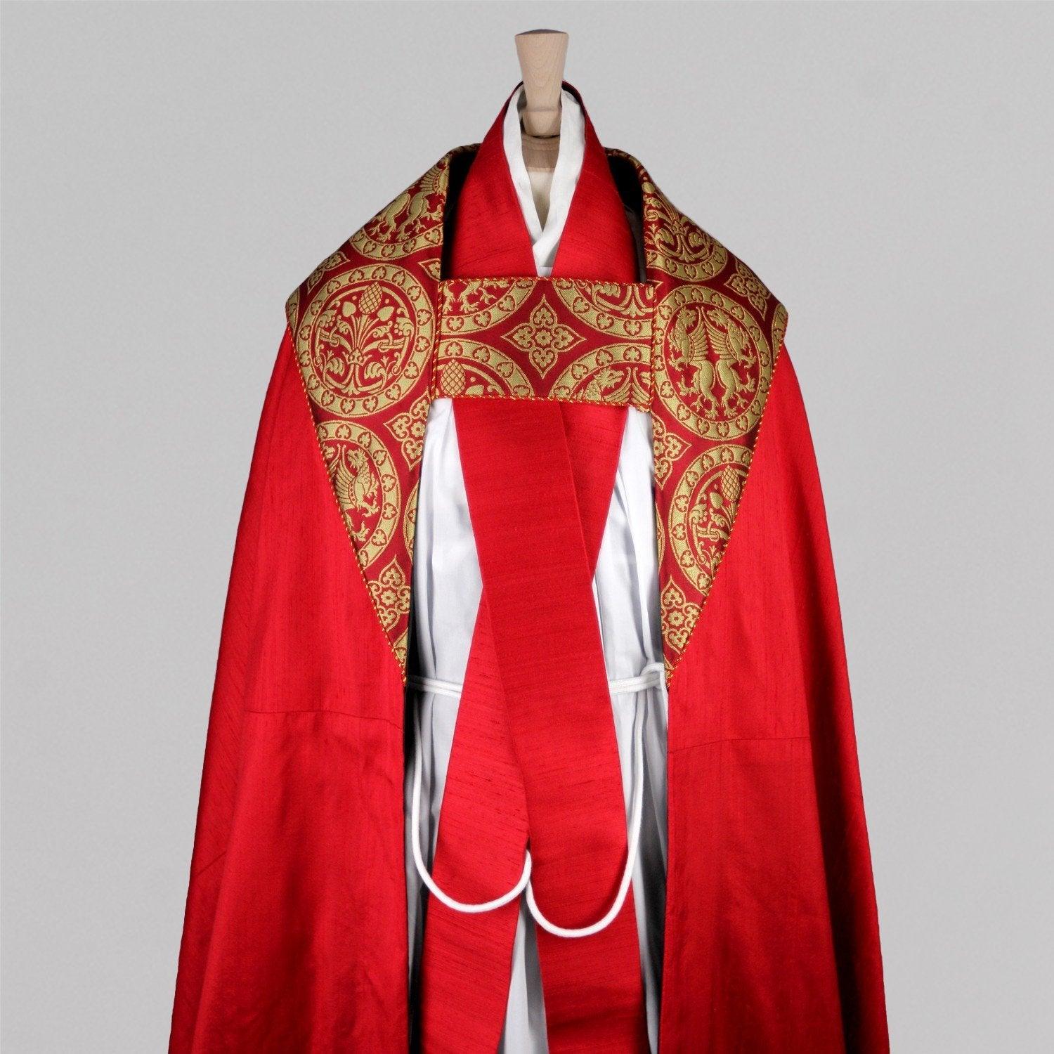 Portsmouth Cope in Tartan Red Orissa Silk - Watts & Co.