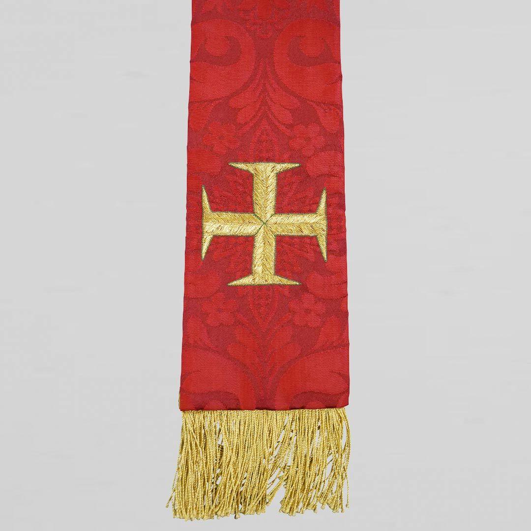 Red Florence Stole with Embroidered Crosses - Watts & Co.