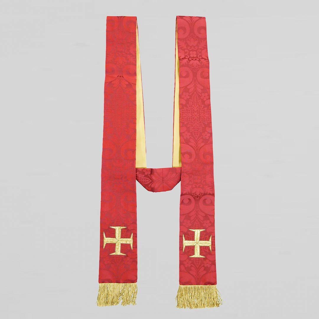 Red Florence Stole with Embroidered Crosses - Watts & Co.