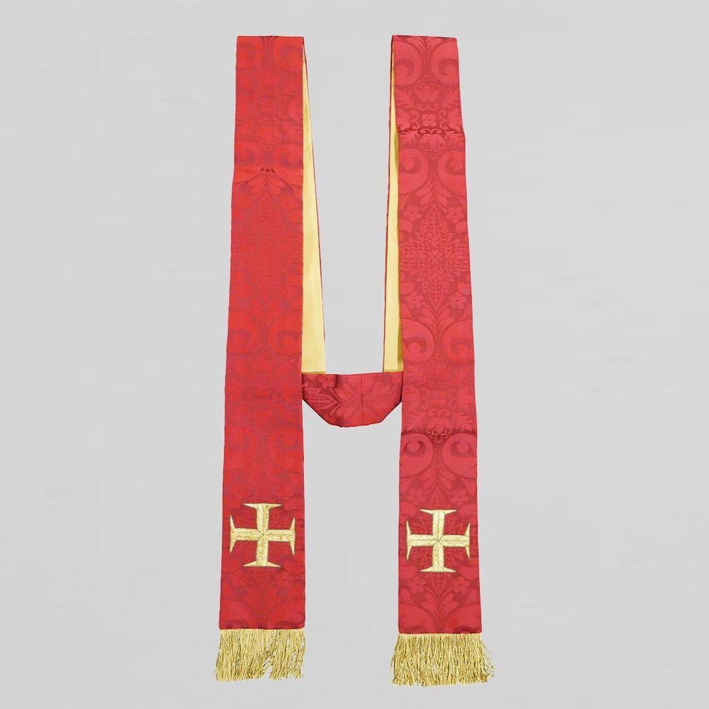 Red Florence Stole with Embroidered Crosses - Watts & Co.