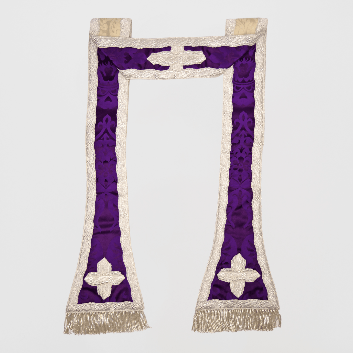 Reversible Spanish Stole in Royal Purple 'Gothic' and Cream 'Holbein' - Watts & Co.