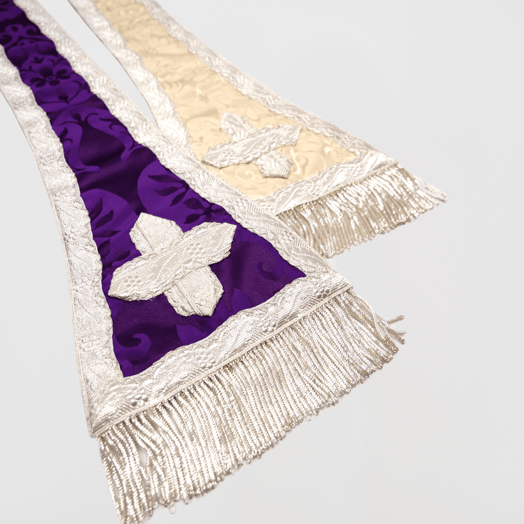 Reversible Spanish Stole in Royal Purple 'Gothic' and Cream 'Holbein' - Watts & Co.
