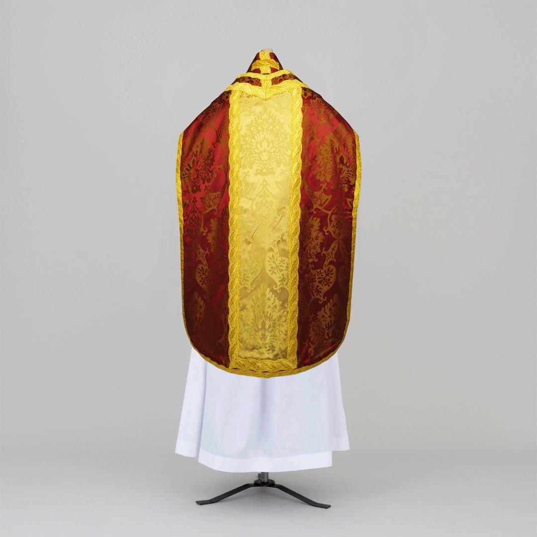 Roman Chasuble in Sarum Red/Gold 'Gothic' with Gold 'Gothic' Orphreys - Watts & Co.