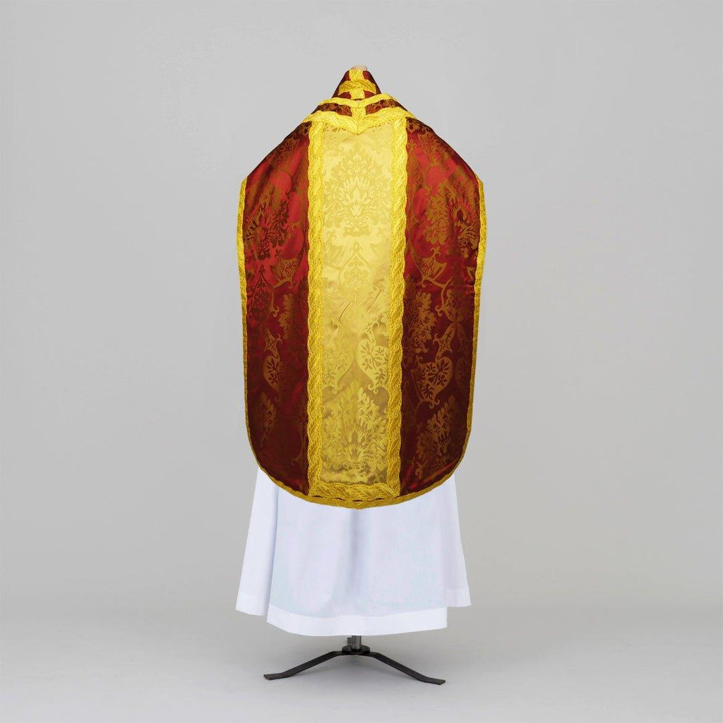 Roman Chasuble in Sarum Red/Gold 'Gothic' with Gold 'Gothic' Orphreys - Watts & Co.