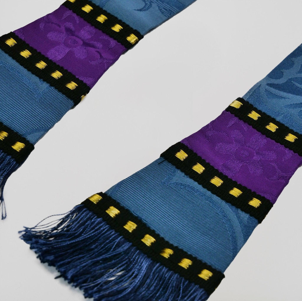 Sarum Stole in Blue 'Comper Van Der Weyden' with Royal Purple 'Gothic' Orphreys - Watts & Co.