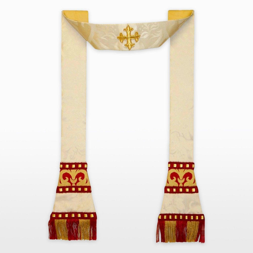 Sarum Stole in Cream Gothic Silk Damask - Watts & Co. (international)