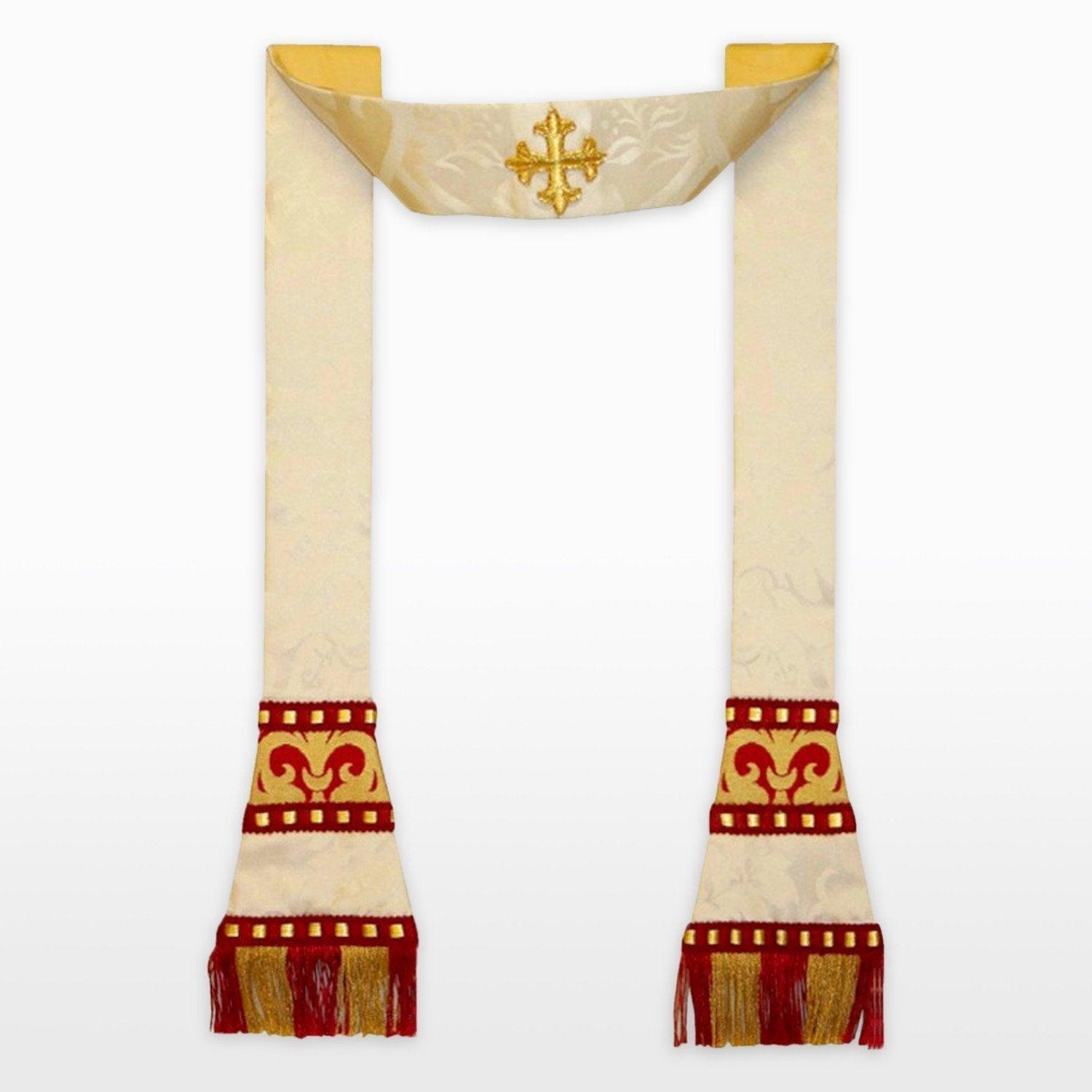 Sarum Stole in Cream Gothic Silk Damask - Watts & Co. (international)